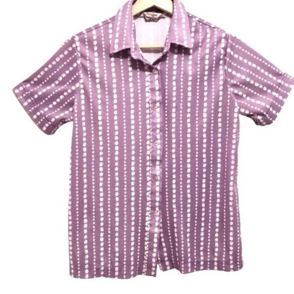 VINTAGE SEARS LILAC LAVENDER PURPLE SHORT SLEEVE BUTTON UP SHIRT M 16